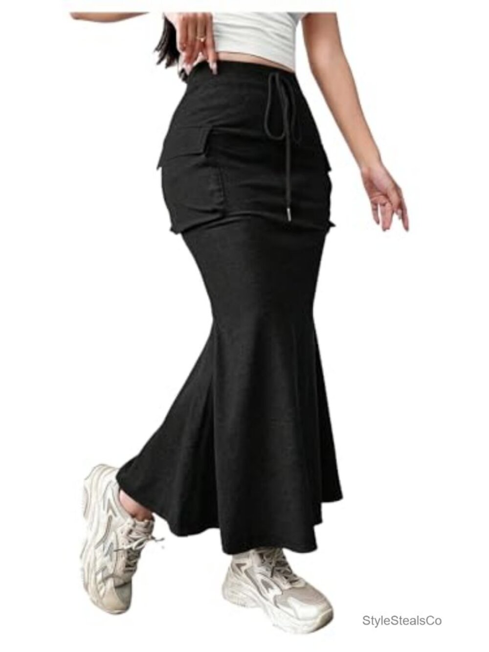Verdusa Women's Fishtail Maxi Cargo Skirt Bodycon Work Skirt with Pockets